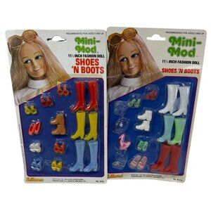 LOT (2) Cards Vintage 1970s Shillman Mini Mod Shoes N Boots Barbie Clone Pilgrim